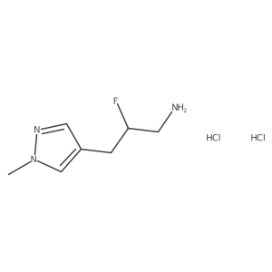 2-fluoro-3-(1-methyl-1H-pyrazol-4-yl)propan-1-amine dihydrochloride结构式