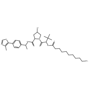 (2S,4R)-1-[(2S)-2-(10-aminodecanoylamino)-3,3-dimethyl-butanoyl]-4-hydroxy-N-[(1S)-1-[4-(4-methylthiazol-5-yl)phenyl]ethyl]pyrrolidine-2-carboxamide结构式