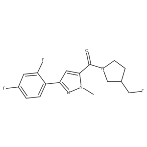 3-(2,4-difluorophenyl)-5-[3-(fluoromethyl)pyrrolidine-1-carbonyl]-1-methyl-1H-pyrazole结构式