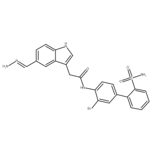 N-[2-bromo-4-(2-sulfamoylphenyl)phenyl]-2-[5-[(E)-hydrazinylidenemethyl]-1H-indol-3-yl]acetamide结构式