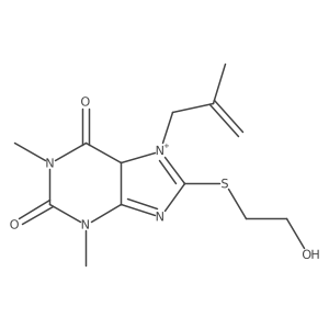 8-(2-hydroxyethylsulfanyl)-1,3-dimethyl-7-(2-methylprop-2-enyl)-5H-purin-7-ium-2,6-dione结构式