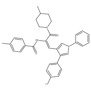 N-[(1Z)-1-[3-(4-chlorophenyl)-1-phenyl-1H-pyrazol-4-yl]-3-(4-methylpiperidin-1-yl)-3-oxoprop-1-en-2-yl]-4-methylbenzamide Structure