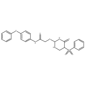 2-[[5-(benzenesulfonyl)-4-oxo-1,3-diazinan-2-yl]sulfanyl]-N-(4-phenoxyphenyl)acetamide结构式