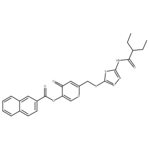 6-(((5-(2-ethylbutanamido)-1,3,4-thiadiazol-2-yl)thio)methyl)-4-oxo-4H-pyran-3-yl 2-naphthoate结构式