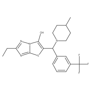 2-Ethyl-5-((4-methylpiperidin-1-yl)(3-(trifluoromethyl)phenyl)methyl)thiazolo[3,2-b][1,2,4]triazol-6-ol结构式