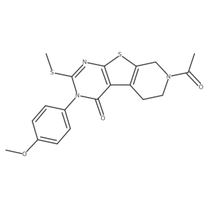 7-acetyl-3-(4-methoxyphenyl)-2-(methylthio)-5,6,7,8-tetrahydropyrido[4',3':4,5]thieno[2,3-d]pyrimidin-4(3H)-one结构式