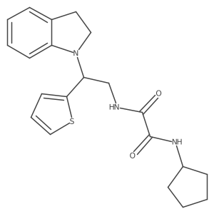 N1-cyclopentyl-N2-(2-(indolin-1-yl)-2-(thiophen-2-yl)ethyl)oxalamide结构式