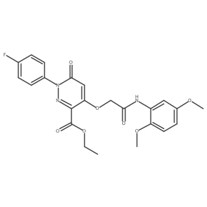 Ethyl 4-(2-((2,5-dimethoxyphenyl)amino)-2-oxoethoxy)-1-(4-fluorophenyl)-6-oxo-1,6-dihydropyridazine-3-carboxylate结构式