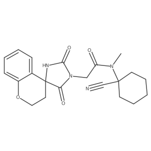 N-(1-cyanocyclohexyl)-2-(2',5'-dioxospiro[2,3-dihydrochromene-4,4'-imidazolidine]-1'-yl)-N-methylacetamide结构式