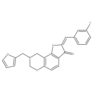 (Z)-2-(3-fluorobenzylidene)-8-(furan-2-ylmethyl)-8,9-dihydro-2H-benzofuro[7,6-e][1,3]oxazin-3(7H)-one Structure