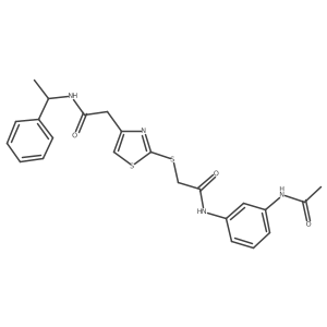 N-(3-acetamidophenyl)-2-((4-(2-oxo-2-((1-phenylethyl)amino)ethyl)thiazol-2-yl)thio)acetamide结构式