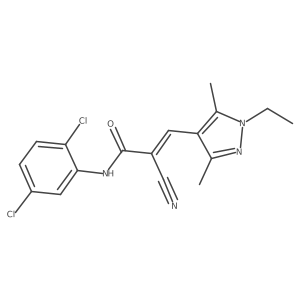 (Z)-2-cyano-N-(2,5-dichlorophenyl)-3-(1-ethyl-3,5-dimethylpyrazol-4-yl)prop-2-enamide结构式