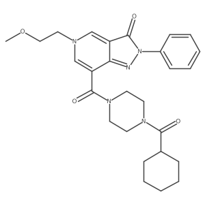 7-(4-(cyclohexanecarbonyl)piperazine-1-carbonyl)-5-(2-methoxyethyl)-2-phenyl-2H-pyrazolo[4,3-c]pyridin-3(5H)-one结构式