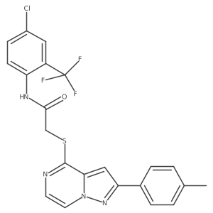 N-[4-chloro-2-(trifluoromethyl)phenyl]-2-{[2-(4-methylphenyl)pyrazolo[1,5-a]pyrazin-4-yl]thio}acetamide Structure