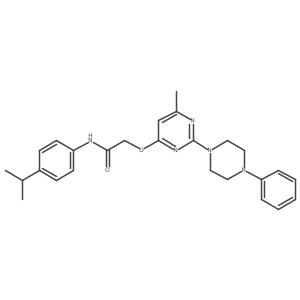 2-{[6-methyl-2-(4-phenylpiperazin-1-yl)pyrimidin-4-yl]oxy}-N-[4-(propan-2-yl)phenyl]acetamide结构式