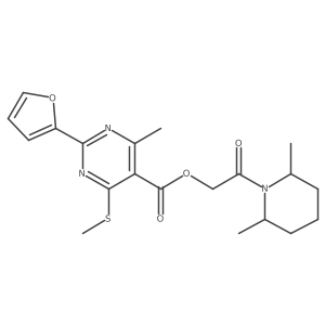 2-(2,6-Dimethylpiperidin-1-yl)-2-oxoethyl 2-(furan-2-yl)-4-methyl-6-(methylsulfanyl)pyrimidine-5-carboxylate结构式