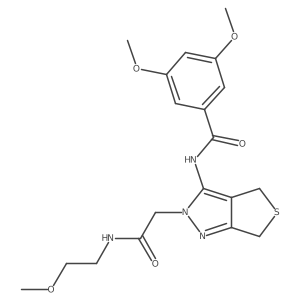 3,5-dimethoxy-N-(2-(2-((2-methoxyethyl)amino)-2-oxoethyl)-4,6-dihydro-2H-thieno[3,4-c]pyrazol-3-yl)benzamide Structure