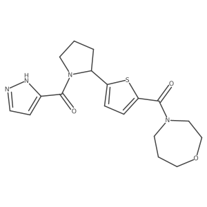 [2-[5-(1,4-oxazepane-4-carbonyl)thiophen-2-yl]pyrrolidin-1-yl]-(1H-pyrazol-5-yl)methanone Structure