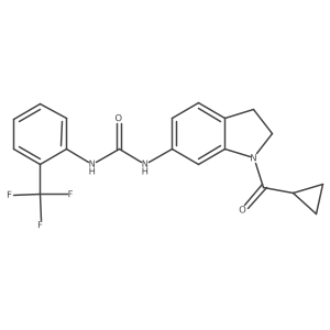 1-(1-(Cyclopropanecarbonyl)indolin-6-yl)-3-(2-(trifluoromethyl)phenyl)urea结构式