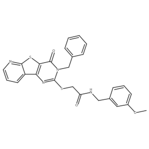 2-((3-benzyl-4-oxo-3,4-dihydropyrido[3',2':4,5]thieno[3,2-d]pyrimidin-2-yl)thio)-N-(3-methoxybenzyl)acetamide结构式