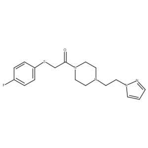 1-(4-(2-(1H-pyrazol-1-yl)ethyl)piperazin-1-yl)-2-((4-fluorophenyl)thio)ethanone Structure
