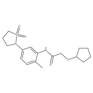2-(cyclopentylthio)-N-(5-(1,1-dioxidoisothiazolidin-2-yl)-2-methylphenyl)acetamide Structure