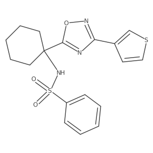 N-(1-(3-(thiophen-3-yl)-1,2,4-oxadiazol-5-yl)cyclohexyl)benzenesulfonamide结构式