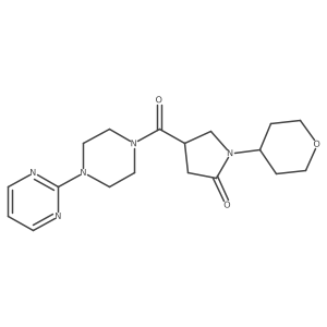 4-(4-(pyrimidin-2-yl)piperazine-1-carbonyl)-1-(tetrahydro-2H-pyran-4-yl)pyrrolidin-2-one Structure