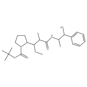 tert-Butyl (S)-2-((1R,2R)-3-(((1R,2R)-1-hydroxy-1-phenylpropan-2-yl)amino)-1-methoxy-2-methyl-3-oxopropyl)pyrrolidine-1-carboxylate结构式
