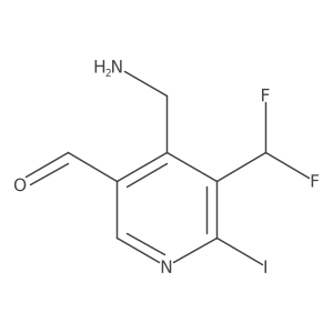 4-(Aminomethyl)-5-(difluoromethyl)-6-iodonicotinaldehyde Structure
