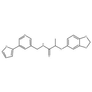 2-(benzo[d][1,3]dioxol-5-yloxy)-N-((5-(furan-2-yl)pyridin-3-yl)methyl)propanamide Structure