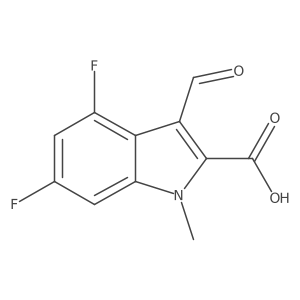 4,6-difluoro-3-formyl-1-methyl-1H-indole-2-carboxylic acid结构式