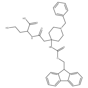 (2S)-2-{2-[1-benzyl-4-({[(9H-fluoren-9-yl)methoxy]carbonyl}amino)piperidin-4-yl]acetamido}-4-hydroxybutanoic acid Structure