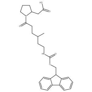 2-[(2S)-1-[6-({[(9H-fluoren-9-yl)methoxy]carbonyl}amino)-4-methylhexanoyl]pyrrolidin-2-yl]acetic acid结构式