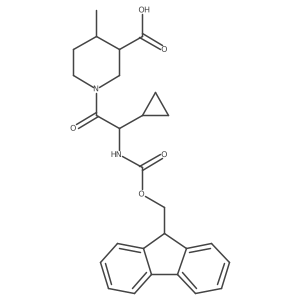 1-[2-cyclopropyl-2-({[(9H-fluoren-9-yl)methoxy]carbonyl}amino)acetyl]-4-methylpiperidine-3-carboxylic acid结构式