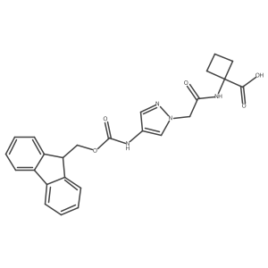 1-{2-[4-({[(9H-fluoren-9-yl)methoxy]carbonyl}amino)-1H-pyrazol-1-yl]acetamido}cyclobutane-1-carboxylic acid Structure