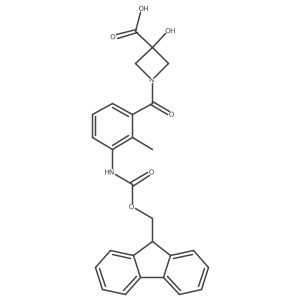 1-[3-({[(9H-fluoren-9-yl)methoxy]carbonyl}amino)-2-methylbenzoyl]-3-hydroxyazetidine-3-carboxylic acid结构式