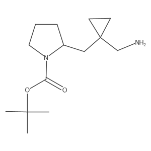 Tert-butyl 2-{[1-(aminomethyl)cyclopropyl]methyl}pyrrolidine-1-carboxylate结构式