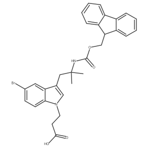 3-{5-bromo-3-[2-({[(9H-fluoren-9-yl)methoxy]carbonyl}amino)-2-methylpropyl]-1H-indol-1-yl}propanoic acid结构式