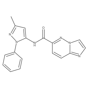 N-(3-methyl-1-phenyl-1H-pyrazol-5-yl)imidazo[1,2-b]pyridazine-6-carboxamide结构式