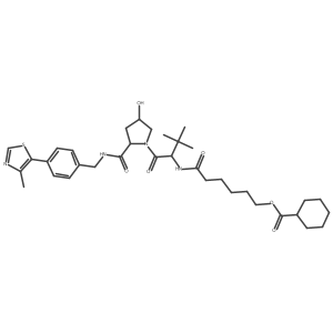 [6-[[(1S)-1-[(2S,4R)-4-hydroxy-2-[[4-(4-methylthiazol-5-yl)phenyl]methylcarbamoyl]pyrrolidine-1-carbonyl]-2,2-dimethyl-propyl]amino]-6-oxo-hexyl] cyclohexanecarboxylate结构式