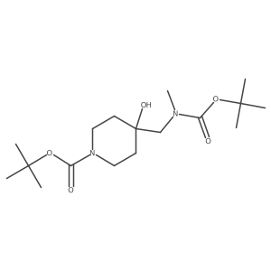 Tert-butyl 4-({[(tert-butoxy)carbonyl](methyl)amino}methyl)-4-hydroxypiperidine-1-carboxylate结构式