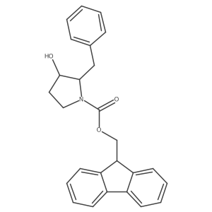 rac-(9H-fluoren-9-yl)methyl (2R,3R)-2-benzyl-3-hydroxypyrrolidine-1-carboxylate Structure