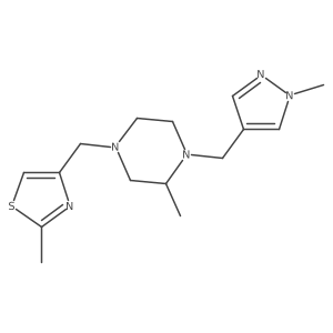 2-methyl-4-[(2-methyl-1,3-thiazol-4-yl)methyl]-1-[(1-methyl-1H-pyrazol-4-yl)methyl]piperazine Structure