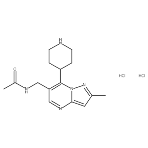 N-((2-methyl-7-(piperidin-4-yl)pyrazolo[1,5-a]pyrimidin-6-yl)methyl)acetamide dihydrochloride结构式