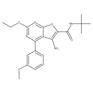 5-Amino-N-(tert-butyl)-2-ethoxy-4-(3-methoxyphenyl)thieno[2,3-d]pyrimidine-6-carboxamide Structure