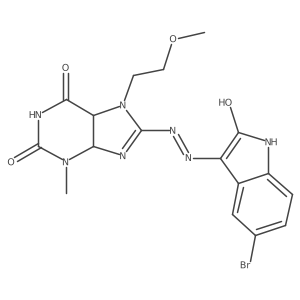 8-[(5-bromo-2-hydroxy-1H-indol-3-yl)diazenyl]-7-(2-methoxyethyl)-3-methyl-4,5-dihydropurine-2,6-dione结构式