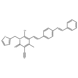 3-Pyridinecarbonitrile, 1-(2-furanylmethyl)-1,2,5,6-tetrahydro-4-methyl-2,6-dioxo-5-[[[4-(2-phenyldiazenyl)phenyl]amino]methylene]- Structure