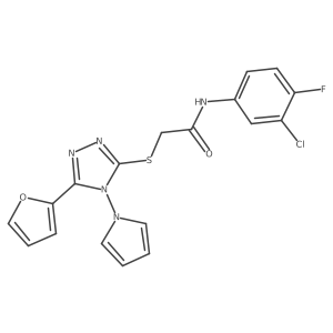 N-(3-chloro-4-fluorophenyl)-2-{[5-(furan-2-yl)-4-(1H-pyrrol-1-yl)-4H-1,2,4-triazol-3-yl]sulfanyl}acetamide Structure