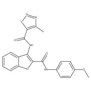 N-{2-[(4-methoxyphenyl)carbamoyl]-1-benzofuran-3-yl}-4-methyl-1,2,3-thiadiazole-5-carboxamide结构式